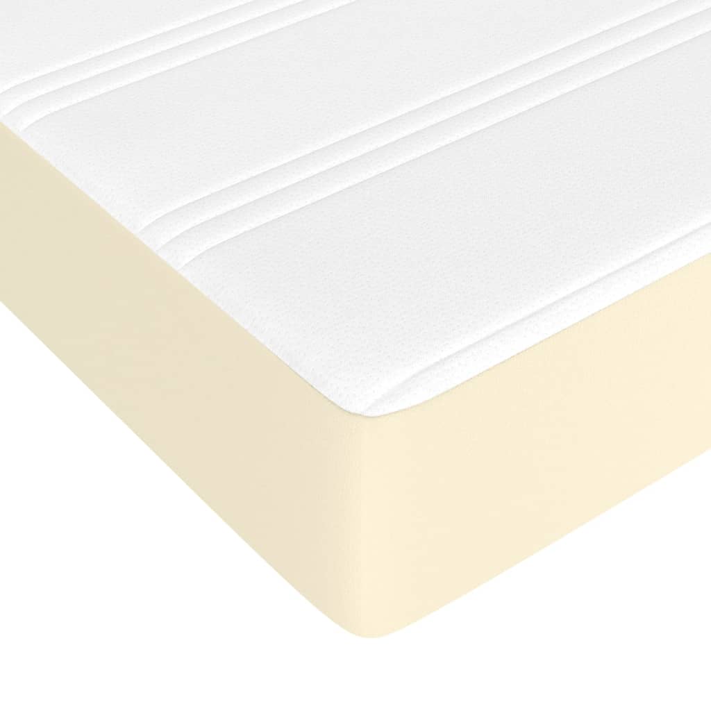 vidaXL Boxspringbett mit Matratze Creme 160x200 cm Kunstleder