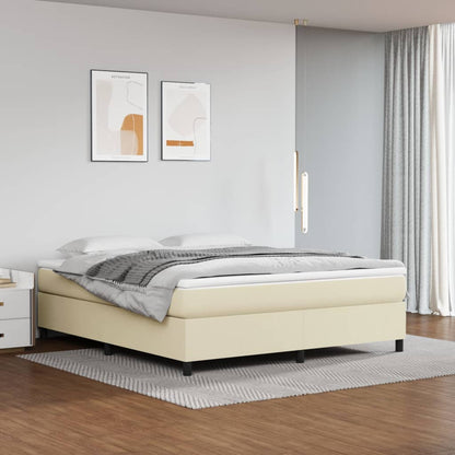vidaXL Boxspringbett mit Matratze Creme 160x200 cm Kunstleder