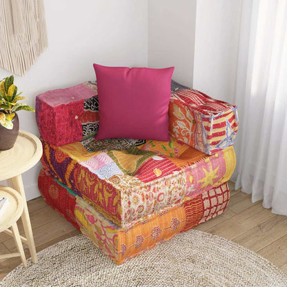 vidaXL Pouf modulaire en tissu patchwork avec coussin