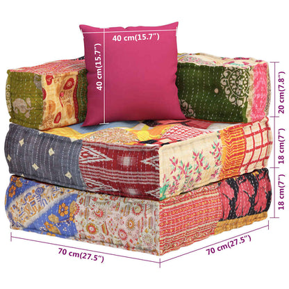 vidaXL Pouf modulaire en tissu patchwork avec coussin