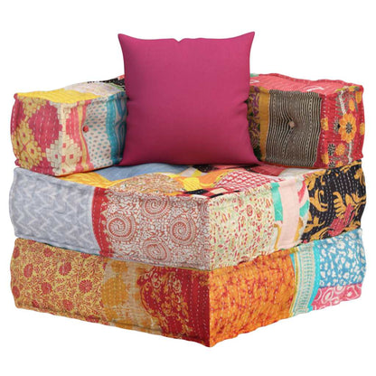 vidaXL Pouf modulaire en tissu patchwork avec coussin