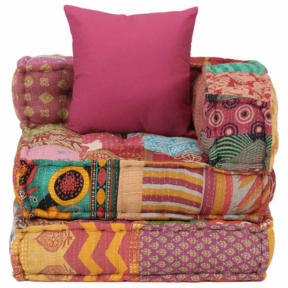 vidaXL Pouf modulaire en tissu patchwork avec coussin