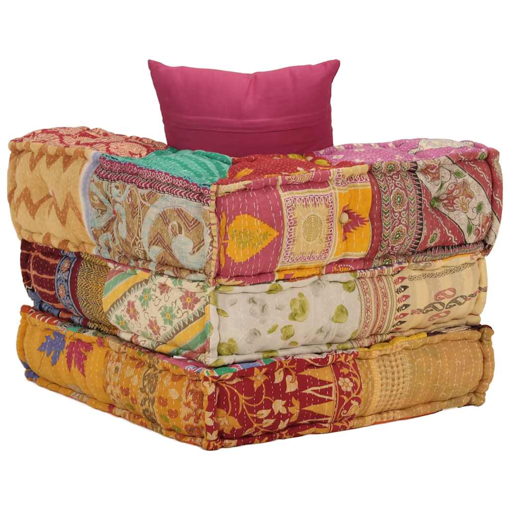 vidaXL Pouf modulaire en tissu patchwork avec coussin