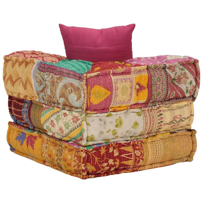 vidaXL Pouf modulaire en tissu patchwork avec coussin