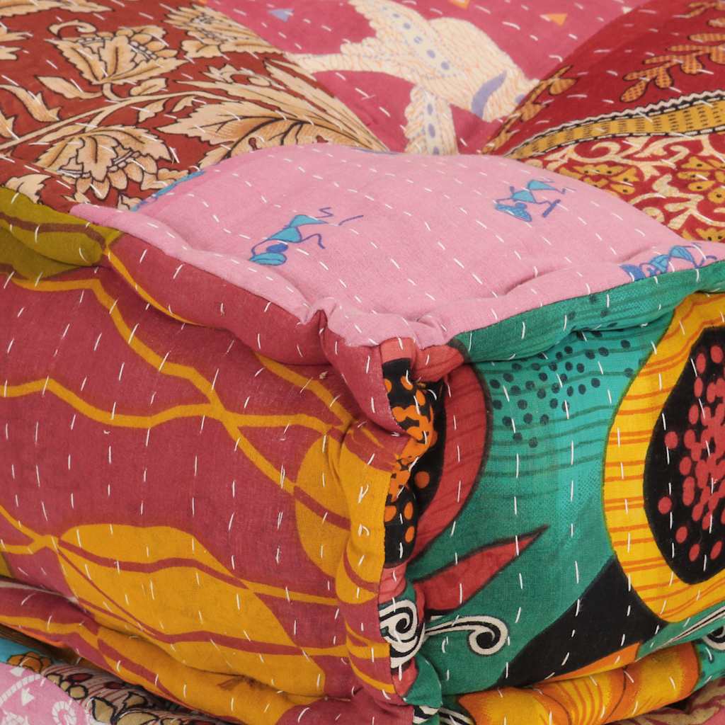 vidaXL Pouf modulaire en tissu patchwork avec coussin