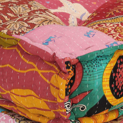 vidaXL Pouf modulaire en tissu patchwork avec coussin