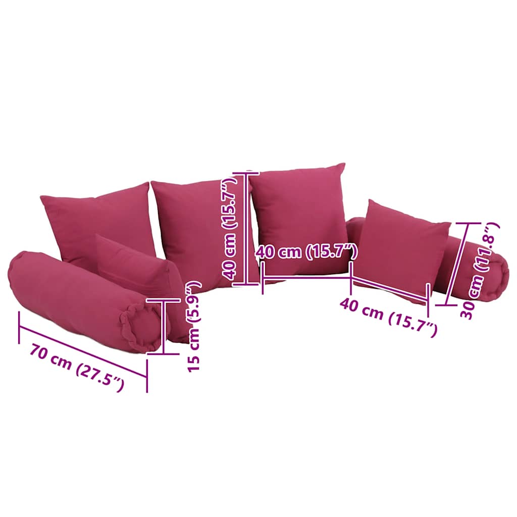 vidaXL Lot de 7 coussins décoratifs en tissu rose