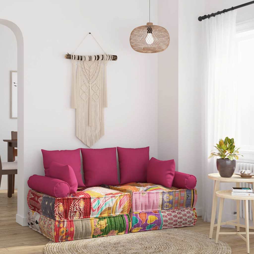 vidaXL Lot de 7 coussins décoratifs en tissu rose