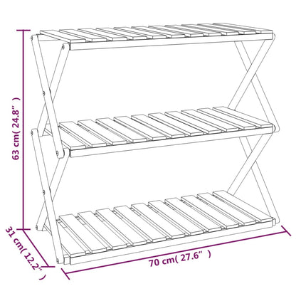 vidaXL Klappregal 3 Böden Braun 70x31x63 cm Massivholz Akazie