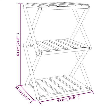 vidaXL Klappregal 3 Böden Braun 43x31x63 cm Massivholz Akazie