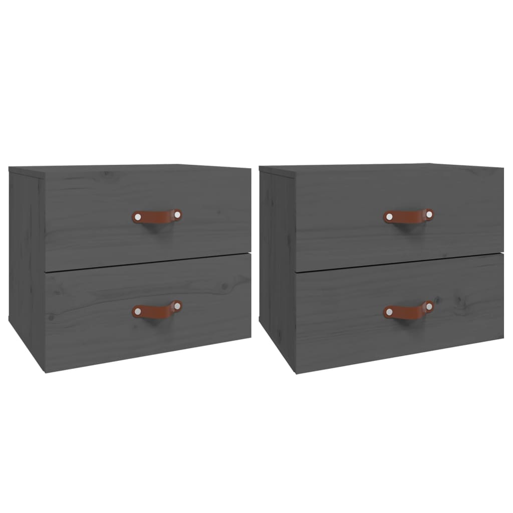 vidaXL Wand-Nachttische 2 Stk. Grau 50x36x40 cm