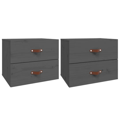 vidaXL Wand-Nachttische 2 Stk. Grau 50x36x40 cm