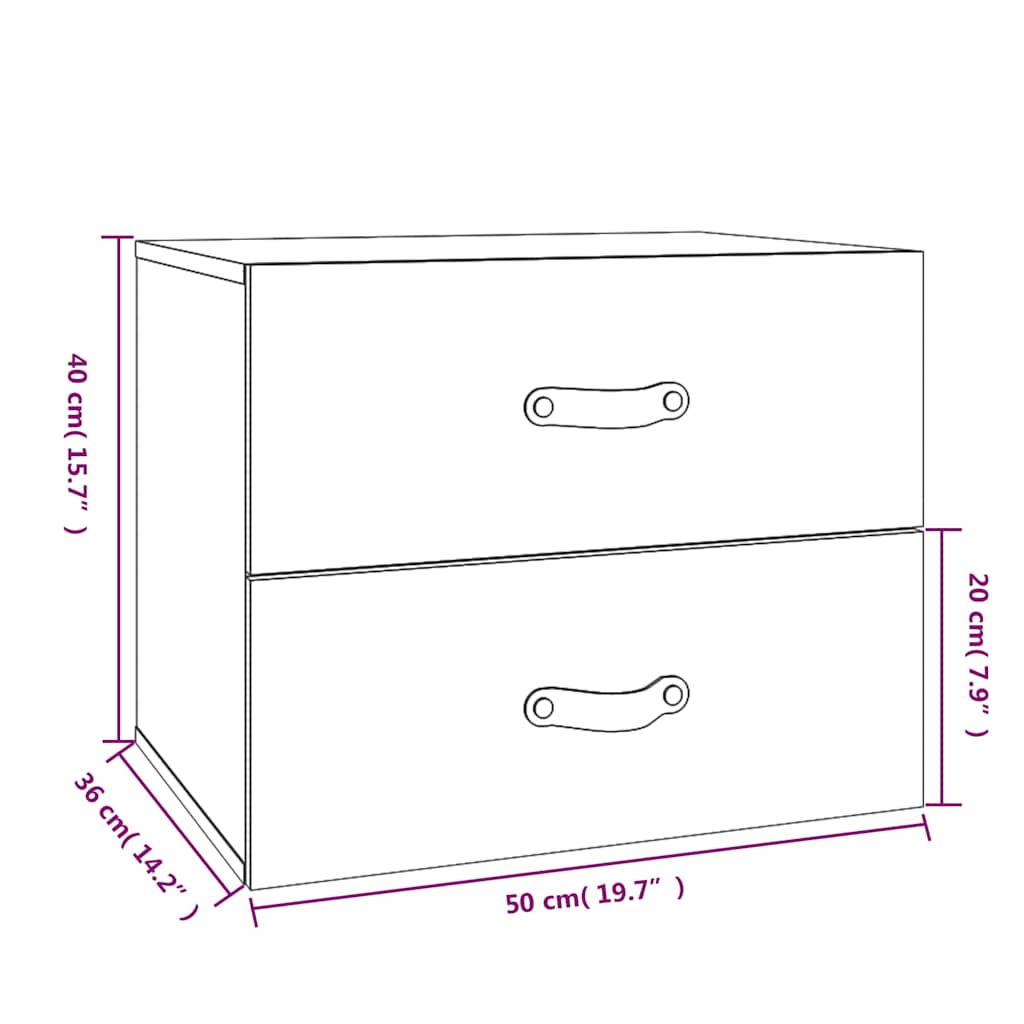 vidaXL Wand-Nachttische 2 Stk. Honigbraun 50x36x40 cm