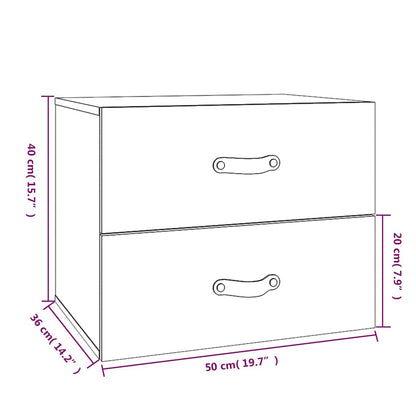 vidaXL Wand-Nachttische 2 Stk. Honigbraun 50x36x40 cm