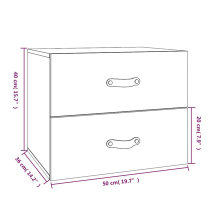 vidaXL Wand-Nachttische 2 Stk. Schwarz 50x36x40 cm
