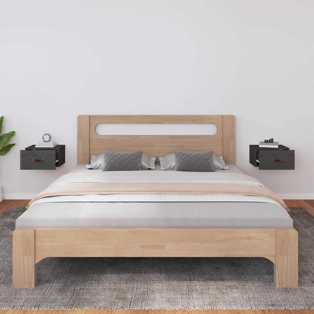 vidaXL Wand-Nachttische 2 Stk. Grau 40x29,5x22 cm