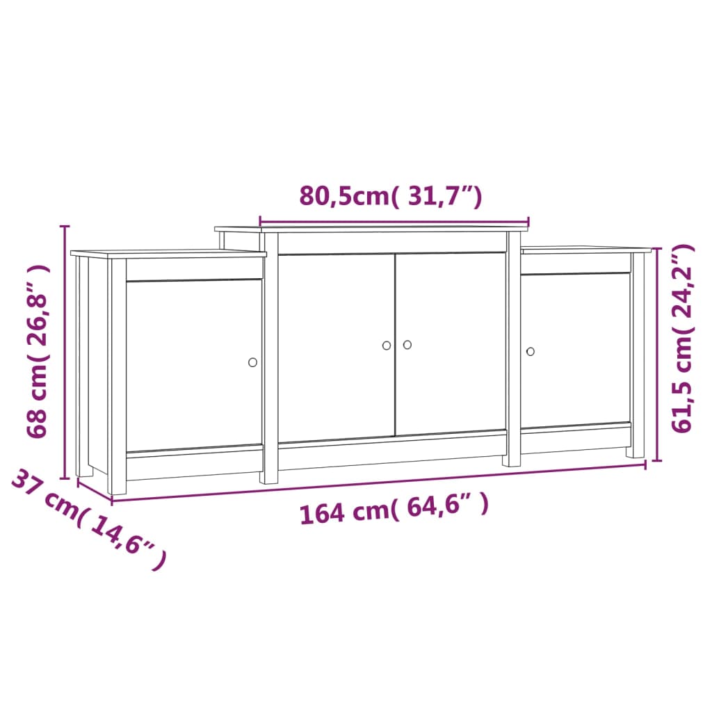 vidaXL Buffet 164 x 37 x 68 cm Bois de pin massif