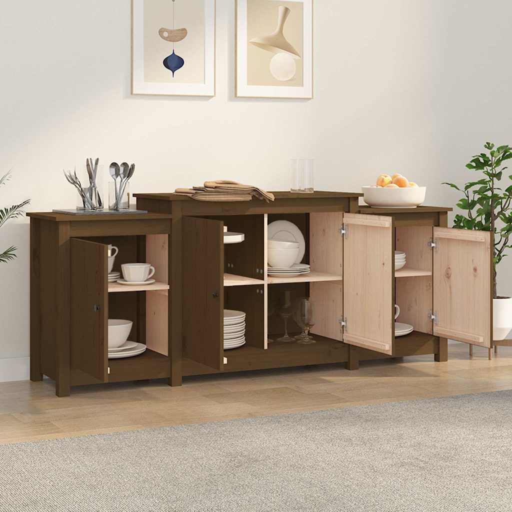 vidaXL Bahut marron miel 164x37x68 cm Bois de pin massif
