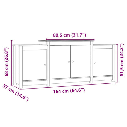 vidaXL Bahut marron miel 164x37x68 cm Bois de pin massif