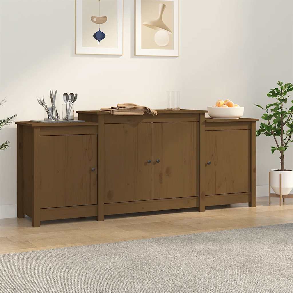 vidaXL Bahut marron miel 164x37x68 cm Bois de pin massif