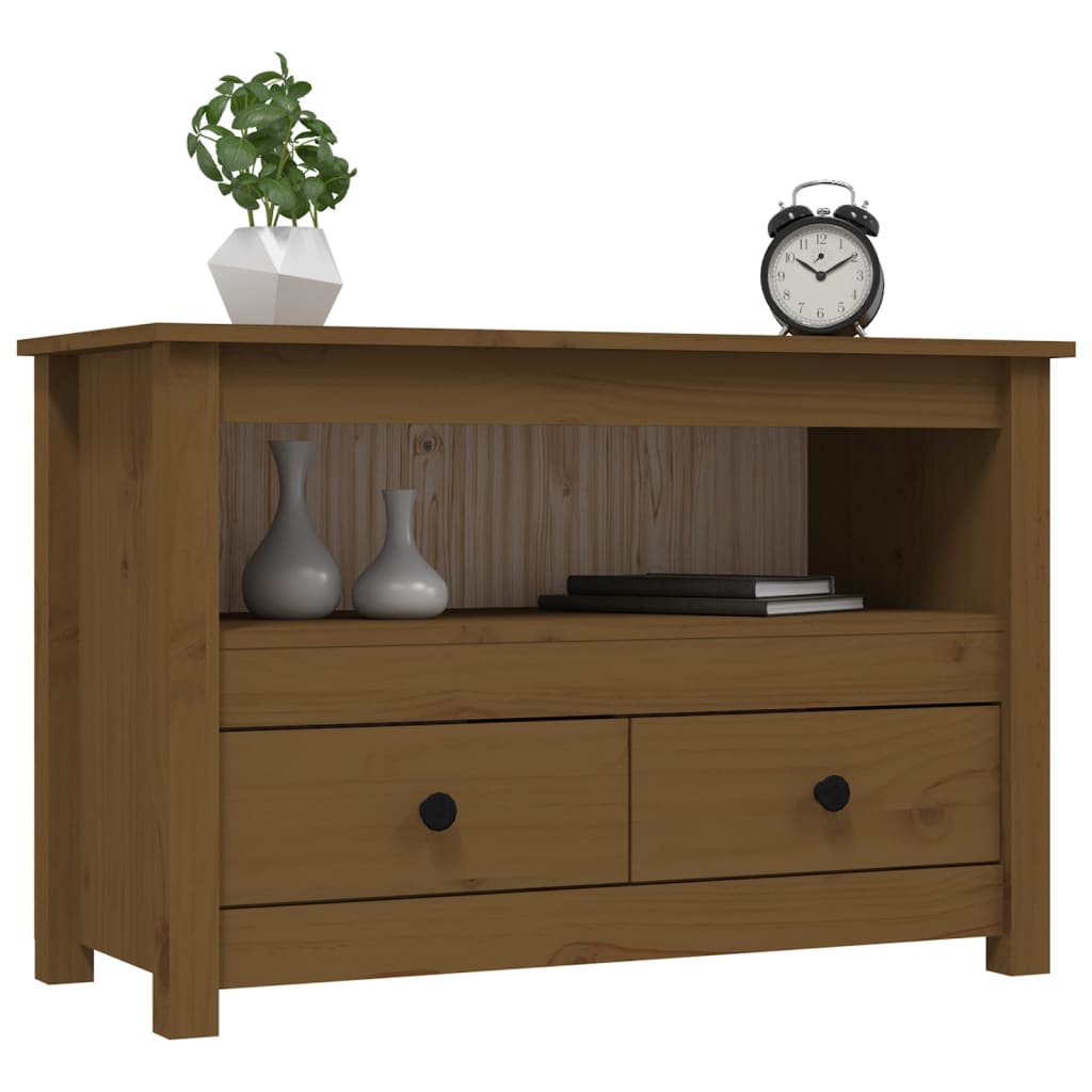 Meuble TV vidaXL marron miel 79x35x52 cm bois de pin massif