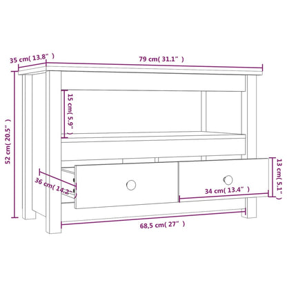Meuble TV vidaXL marron miel 79x35x52 cm bois de pin massif