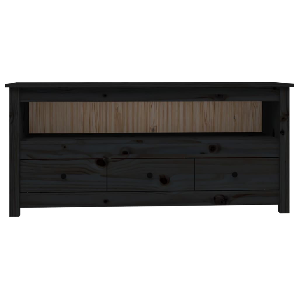 vidaXL Meuble TV Noir 114x35x52 cm Bois de pin massif