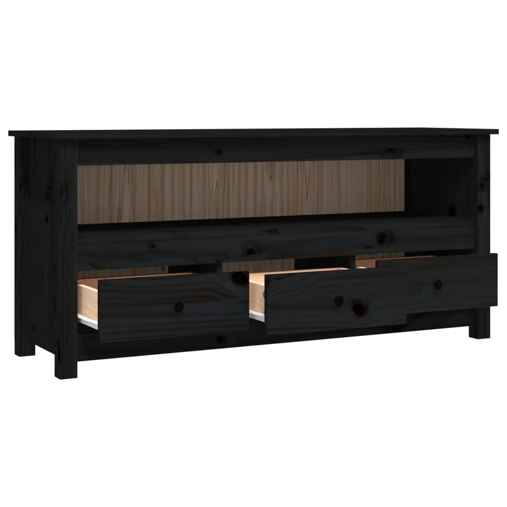 vidaXL Meuble TV Noir 114x35x52 cm Bois de pin massif