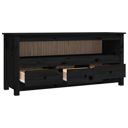 vidaXL Meuble TV Noir 114x35x52 cm Bois de pin massif