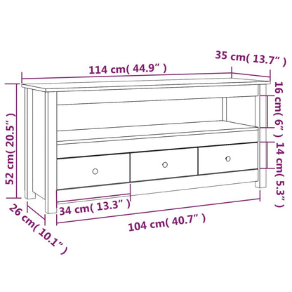 vidaXL Meuble TV Noir 114x35x52 cm Bois de pin massif