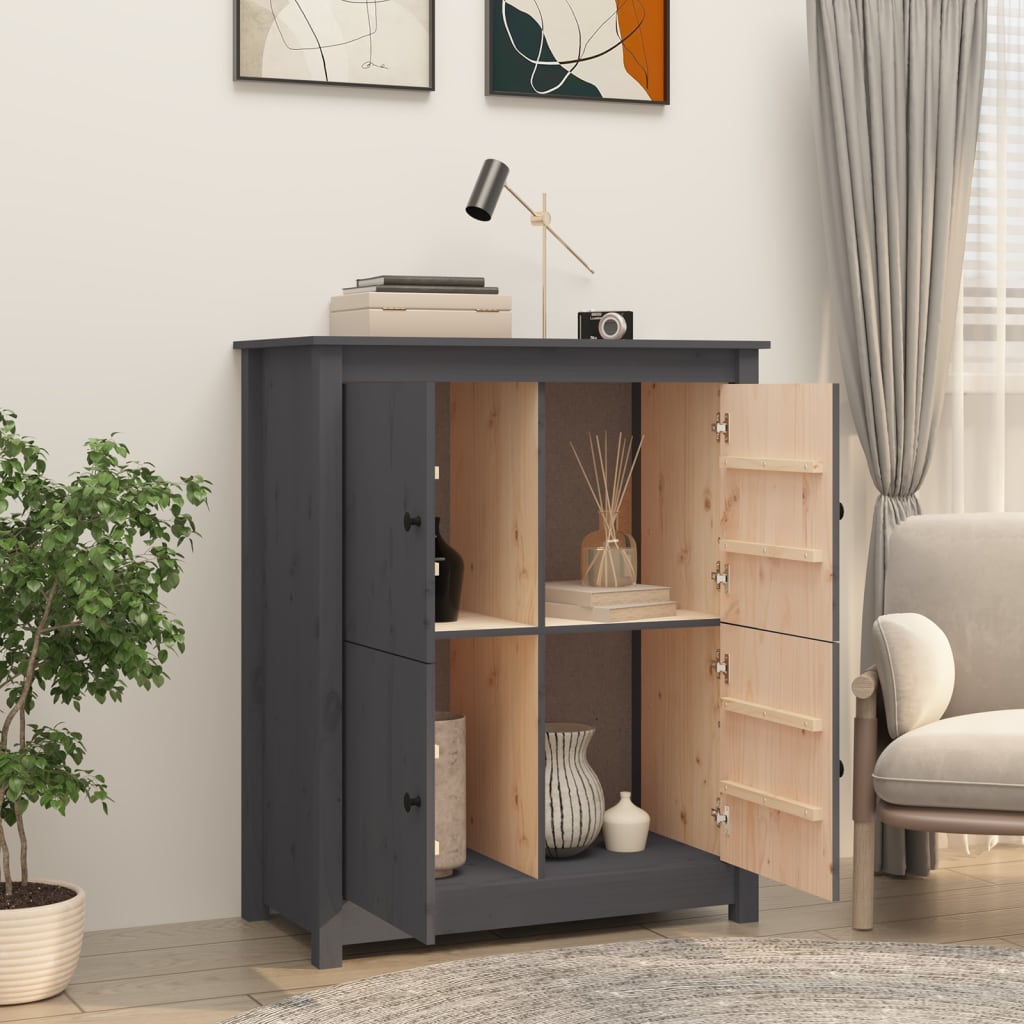 vidaXL Commode grise 83x41,5x100 cm en bois de pin massif