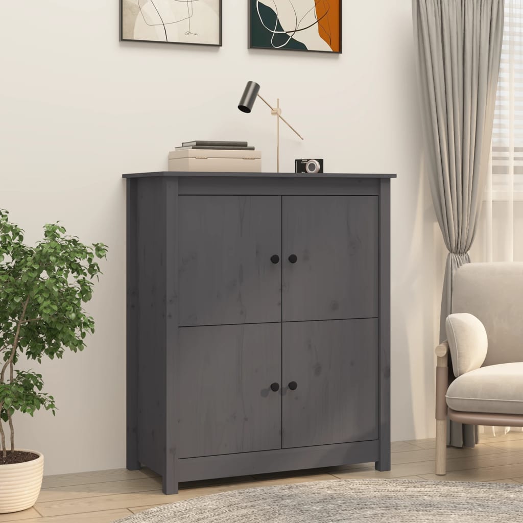 vidaXL Commode grise 83x41,5x100 cm en bois de pin massif