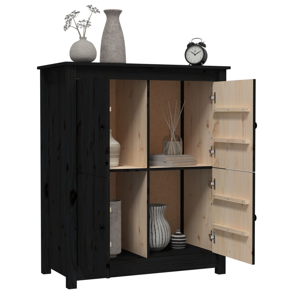 vidaXL Bahut noir 83x41,5x100 cm Bois de pin massif