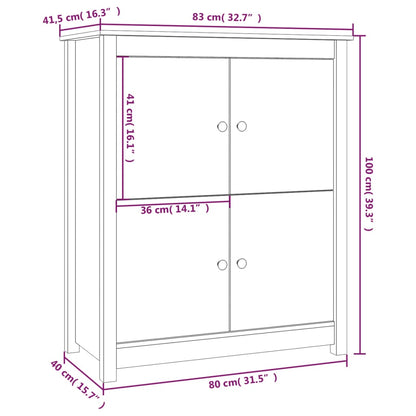 vidaXL Bahut noir 83x41,5x100 cm Bois de pin massif