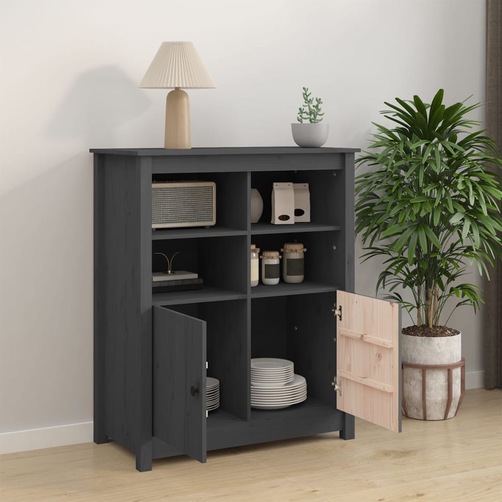 vidaXL Commode grise 83x41,5x100 cm en bois de pin massif