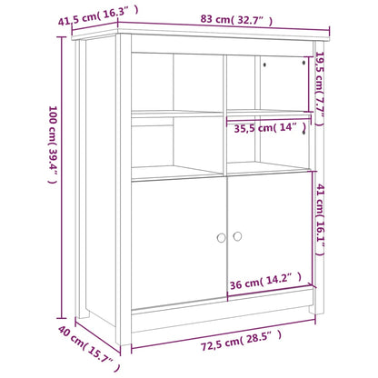 vidaXL Commode grise 83x41,5x100 cm en bois de pin massif