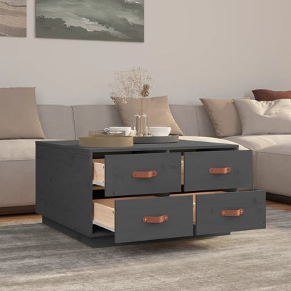 vidaXL Couchtisch Grau 80x80x45 cm Massivholz Kiefer