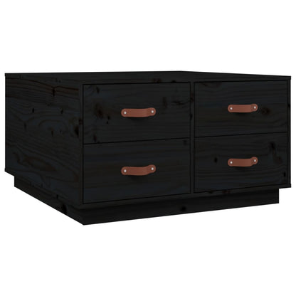 vidaXL Table basse noire 80x80x45 cm Pin massif