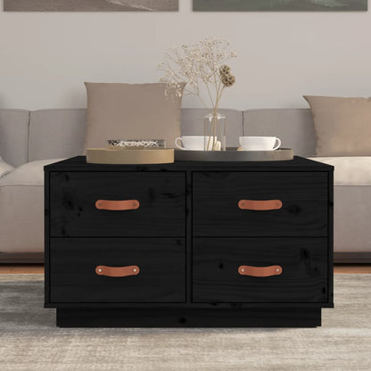 vidaXL Table basse noire 80x80x45 cm Pin massif