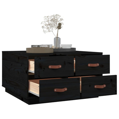 vidaXL Table basse noire 80x80x45 cm Pin massif