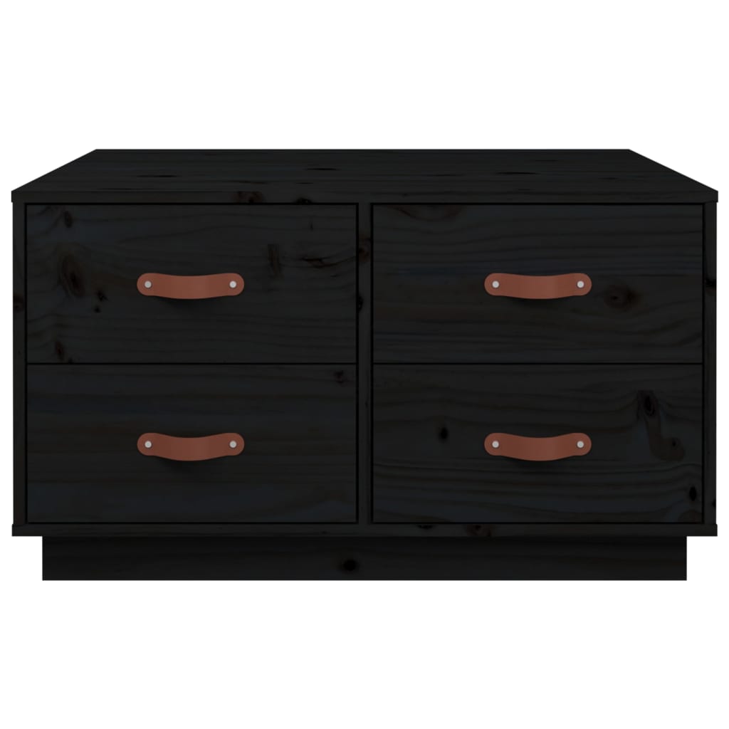 vidaXL Table basse noire 80x80x45 cm Pin massif