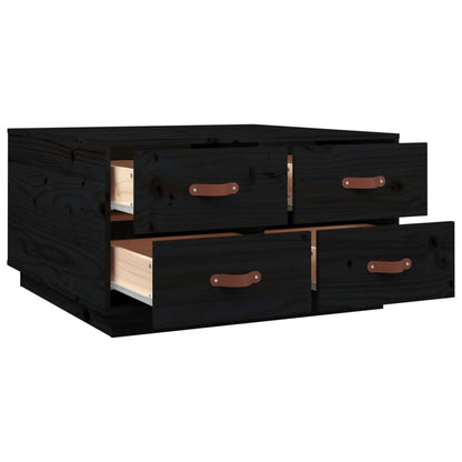 vidaXL Table basse noire 80x80x45 cm Pin massif