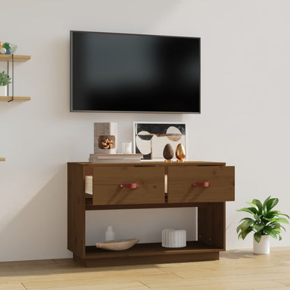 vidaXL Meuble TV marron miel 90x40x60 cm bois de pin massif