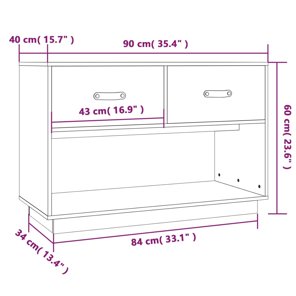 vidaXL Meuble TV marron miel 90x40x60 cm bois de pin massif