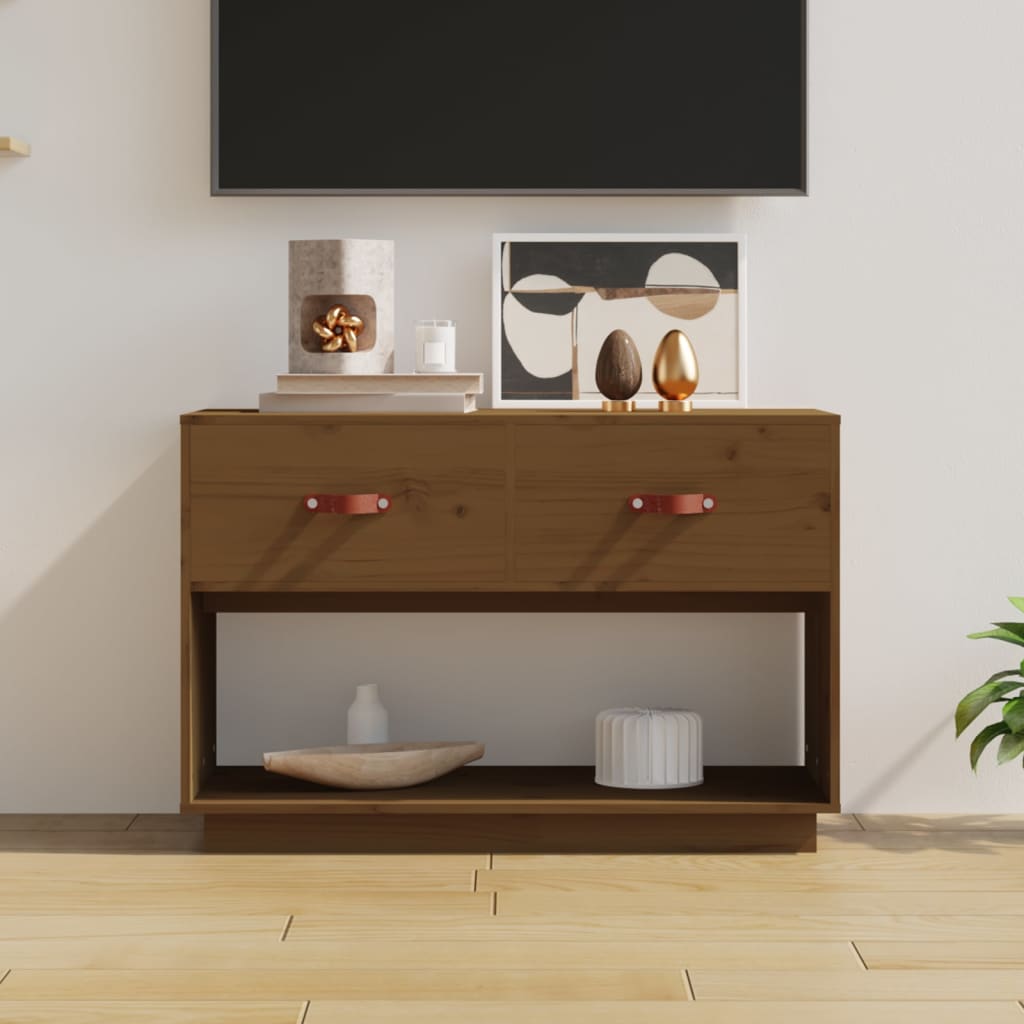 vidaXL Meuble TV marron miel 90x40x60 cm bois de pin massif