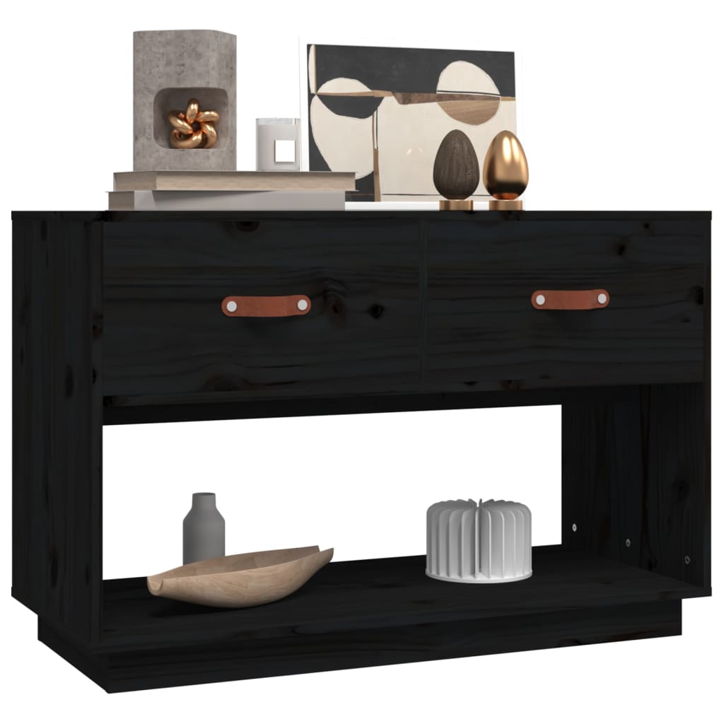 vidaXL Meuble TV Noir 90x40x60 cm Bois de pin massif