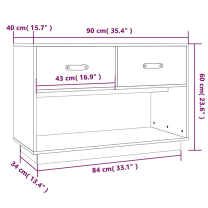 vidaXL Meuble TV Noir 90x40x60 cm Bois de pin massif