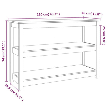 vidaXL Console 110x40x74 cm en pin massif