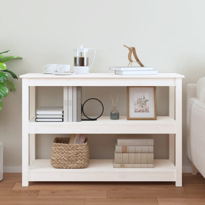 vidaXL Console de table blanche 110x40x74 cm en pin massif