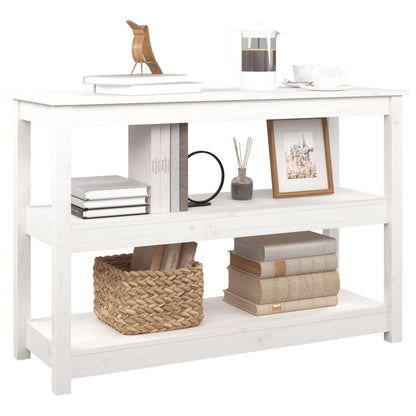 vidaXL Console de table blanche 110x40x74 cm en pin massif